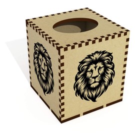 Square 'Majestic Lion' Wooden Tissue Box Cover (TB00060892)