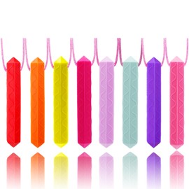 GNAWRISHING Chew Necklaces for Sensory Kids 8 Pcs Diamond Shape Sensory Chewy Toys for Autism Girls, ADHD Toddler, Adult