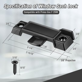 Saillong 6 Pack Sash Lock for Vertical and Horizontal Sliding Windows Replacement for F 2590, Replace Broken Sash Locks for Additional Home Security, 2-1/4” Mounting Hole Centers (White)