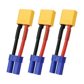 TMH 3 Pcs Male XT90 to Female EC5 Adapter Connector Plug with Silicone Wire 14 AWG, 5CM Cable for RC LiPO Battery FPV Drone Charger ESC