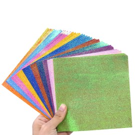 NICHII Glitter Origami Paper 100 Sheets 10 Colors Origami Paper Craft Single Sided Glossy Paper Colorful Thousand Cranes Decorative Craft 5.9 x 5.9 inches (15 x 15 cm)
