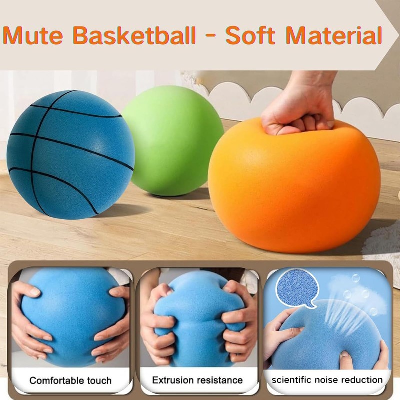 WEJOY Silent Basketball Size 5-8.27" Quiet Basketball Dribbling Indoor,High-Density Foam