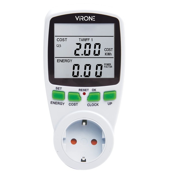 Virone Electricity Meter for Socket with LCD Screen Dual Tariff
