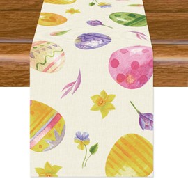 Aitsite Easter Table Runner, Easter Decoration Table Runner, Easter Table Runner, Spring, Easter Decoration, Modern Easter Table Runner for Indoor and Outdoor Party, Kitchen Dining Table, Easter