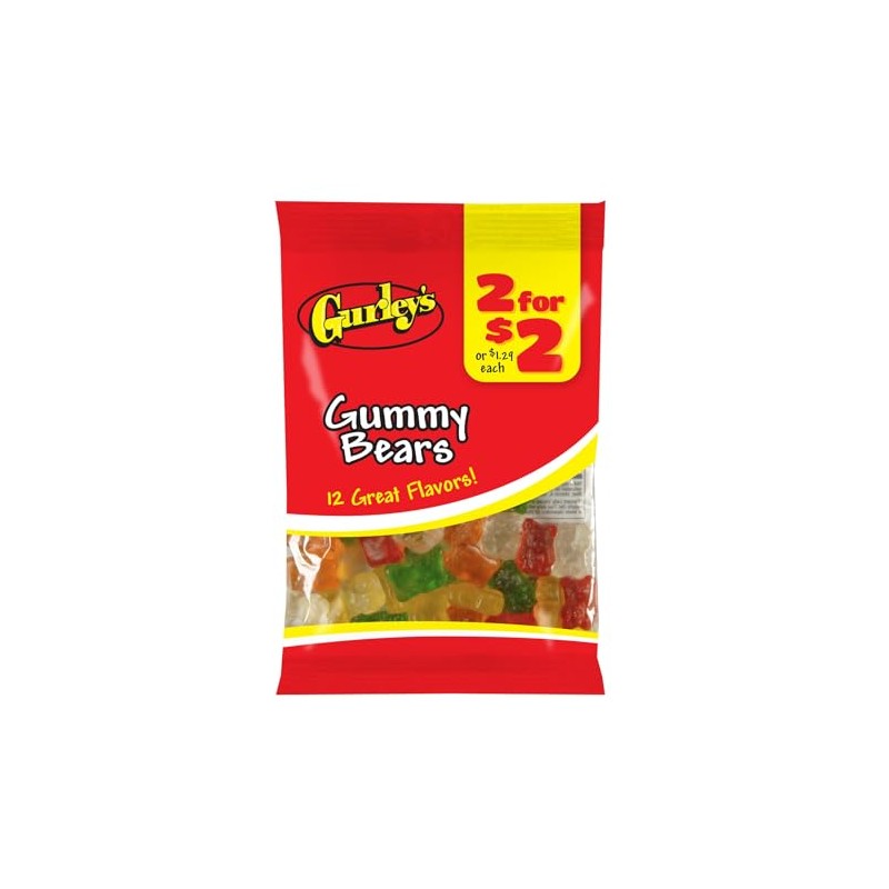 Gurley's Assorted Gummi Bears, Soft and Fruity Chewable Candy (Pack