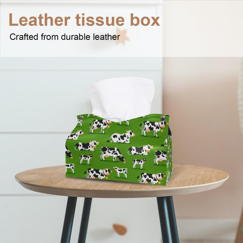 2 Pack Tissue Box Cover Holder, Cute Alpaca Rectangle Leather