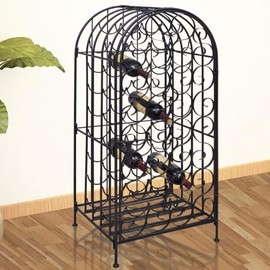 ZJMTOCYU Elegant Wrought Iron Wine Rack for Heartfelt Gatherings, Holds 35 Bottles, Classic Design for Decor