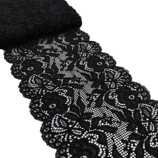 Olive Lace Black Stretch Lace Fabric 6 Inches Wide Lace