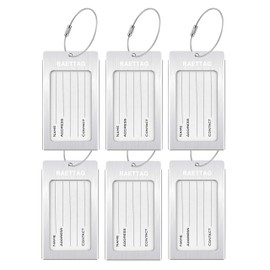 WeBravery Luggage Tags Metal Suitcase Tags Travel Bag ID Identifier Luggage Tag (Silver 6-Pack)