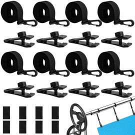 codree 24 Pcs Pool Solar Cover Reel Attachment Kit, Inground Swimming Pool Solar Cover Straps and Clips, Solar Blanket Straps Kit Including 8 Straps with Hooks, 8 Clips and 8 Touch Fastener