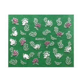 Generic Gold and Silver Rose Flower Rhinestone Nail Art Sticker Ble327J Silver Nail Wraps Art Stickers Manicure Supplies for Women for Home Nails Full Long Lasting Easy Apply and Remove