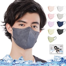 MIR 3D Cooling Mask, 52 Pieces, Non-Woven Mask, Does Not Hurt Your Ears, Cool Touch, Clean, Cool, For Summer, Disposable Mask, 3D Construction, Color Mask, Easy to Breath, Skin Friendly, Ultra 3D