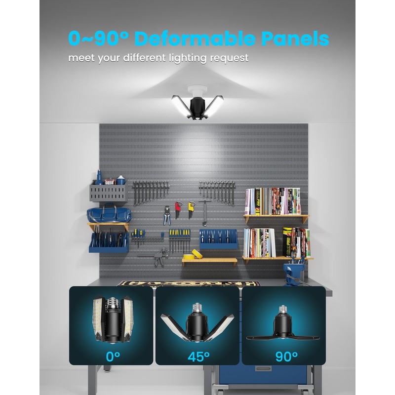 Kryoza Motion Sensor Garage Lights 2 Pack, 8000LM Led Motion