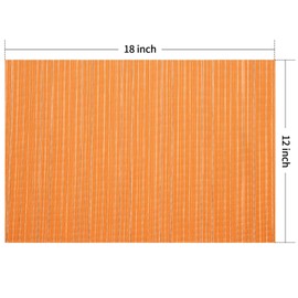 FunWheat Placemats Set of 6 Vinyl Washable Place Mats for Dining Table Durable Plastic Woven Table Mats 12inches x 18inches Easy Clean Indoor Outdoor Use(Rectangle Orange)