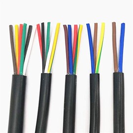 Geeyu ZHaonan-Copper Wire 24 AWG, 0.2MM2 2/3/4/5/6/7/8/10/12/14/16/18 Cores, Pins Copper Wire Conductor Electric Cable Black Replacement Parts (Specification : 16 cores 5 Meters)
