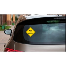 KIDS ON BOARD WARNING SAFETY BUMPER STICKER Yellow Sign Car Vinyl vehicle