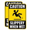 2PC Caution Slippery When Wet Sign, 10 x 7 Inches