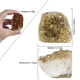 TUMBEELLUWA Natural Citrine Crystal Cluster Geode Raw Crystals and Healing Stones Mineral Specimen Rock Collection Display Decor for Home, 51-100 g