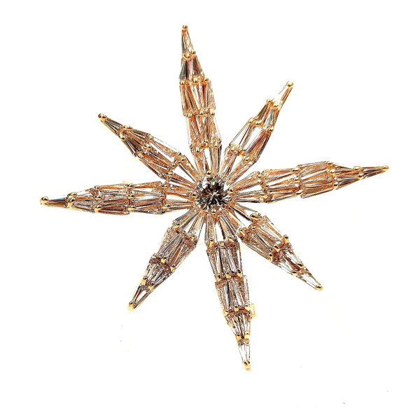 CYPINA Splash Gold-tone Eight Point Star Burst Brooch Pin with