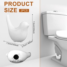 2pcs Toilet Bolt Caps, Bird Shape Ceramic Toilet Bolt Covers Hidden Toilet Screw Cover Caps Decorative Toilet Bolt Caps Animals for Bathroom Toilet Decoration (White)
