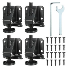uxcell Adjustable Leg Leveler, 4pcs Leveling Feet Furniture Leveler Leg with Screws, Lock Nuts and Wrench for Large Furniture, Table, Cabinet, Sofa, Workbench (Black)