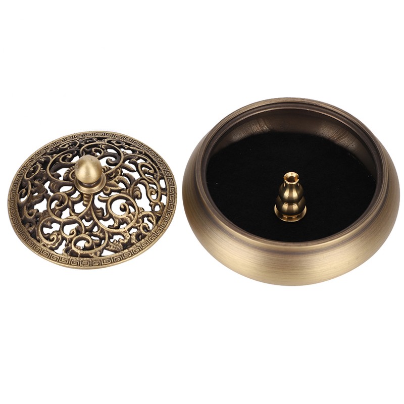 Household Brass Incense Burner Incense Burner Holders Craft Decoration (Round