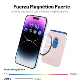 Cartera magnética para teléfono celular, soporte de tarjetas para funda de teléfono, cartera magnética de cuero RFID más fuerte que se adhiere a la se