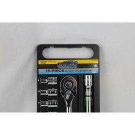 Power Torque rachet and socket set, 15 pc, Metric sockets, 1/2" Drive Mdl GM4251