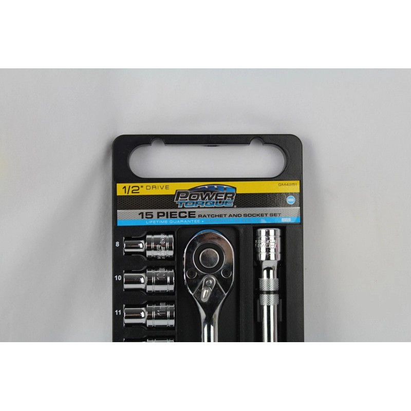 Power Torque rachet and socket set, 15 pc, Metric sockets,