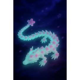 Outgoto 3D Printed Dragon Glow in The Dark Cherry Blossom Dragon Articulated Animals Fidget Toy Figurine Desktop Pet
