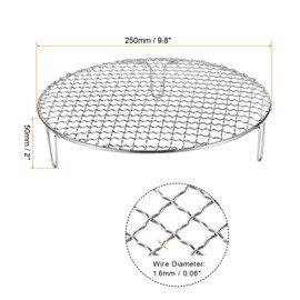 sourcing map Round Cooking Rack 9.8-inch Stainless Steel Cross Wire Barbecue Grill Net with 50mm Legs for Cooking Baking Steaming BBQ