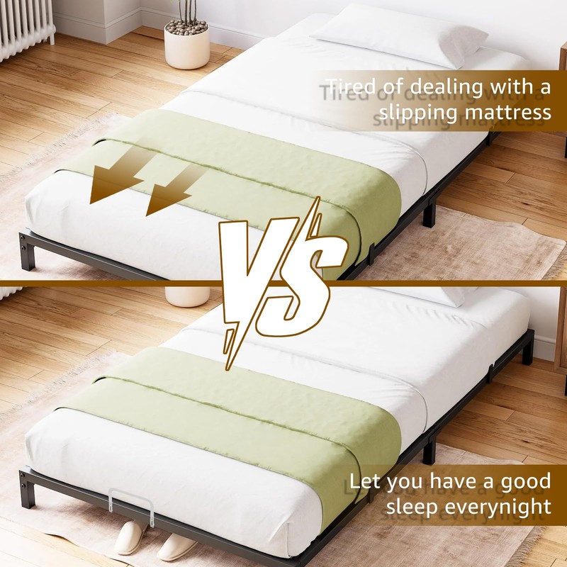 4 Pack White Mattress Slide Stopper, Non-Slip Metal Mattress Gripper