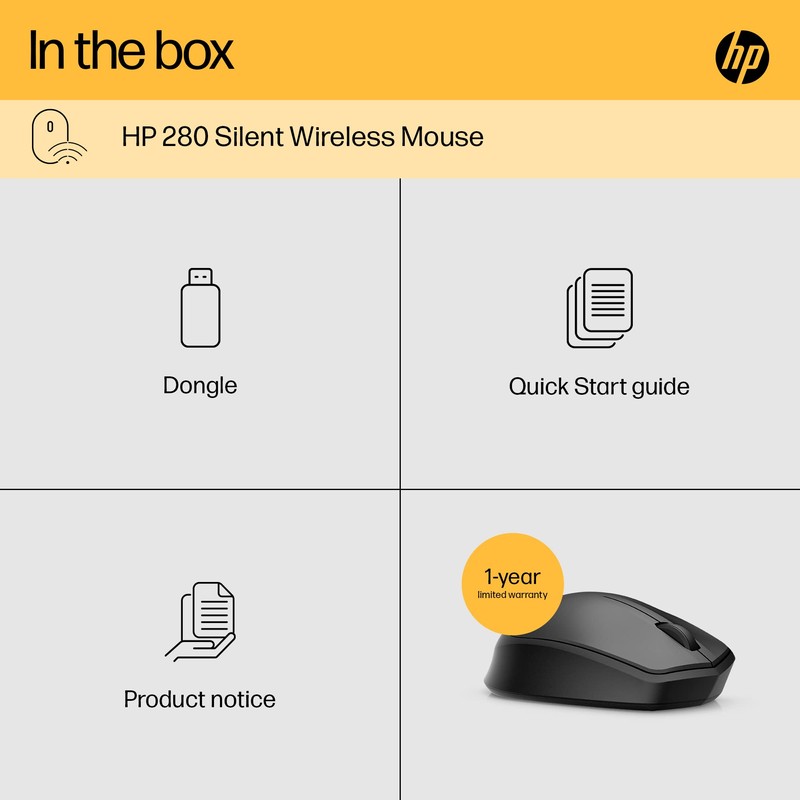 HP 280 Silent PC Wireless Mouse, HP Blue Optical Technology,