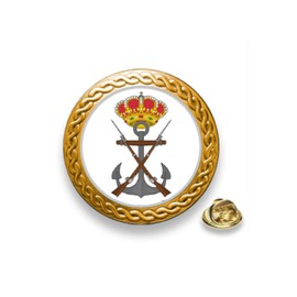 Spain Marine Corps Embossed Drop Emblem Pin Mounted on 20mm Diameter Base Gold Zinc Ornamental Bevel Garland - Butterfly Clip, Unisex Adult, Zinc, Not Applicable, Unisex Adult,, Zinc