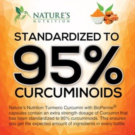 Nature's Nutrition | Cúrcuma con BioPerine 1950mg | Soporte Articular y Salud Cardiaca | 180 Cápsulas