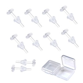 Geeloa Secret Earrings, Transparent Medical Resin Earrings, 10 Piercings + 10 Catches, Inconspicuous, Secondary Earrings, Transparent, Earlobes, Cartilage Earrings, Hypoallergenic Metal, Clear (0.7 oz