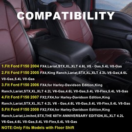 G-PLUS Leather Center Console Lid Armrest Cover Pad Compatible with Ford F150 2004 2005 2006 2007 2008 Pickup Truck 5L3Z1506024AAC Black