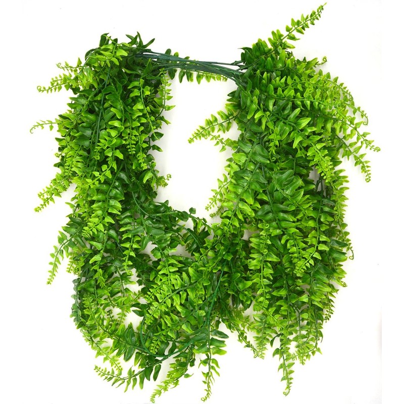 Antspirit 2pack Artificial Fake Hanging Ferns Plants Vine Fake Ivy