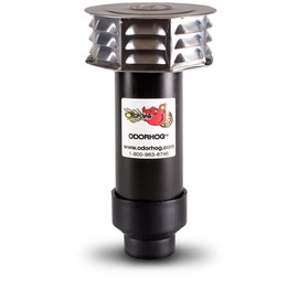 OdorHog Metal Cap Slip On Vent Stack Pipe Filter 2" Black ABS, Removes Outdoor and Sewer Odor Problems (2.0-inch)