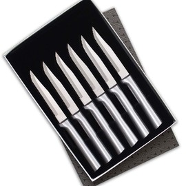 Rada Cutlery Six Serrated Steak Knives Gift Set (S6S), 6-Piece Knife Set, Stainless Steel Blades, Silver Handle