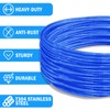 VIVBOO 40ft Clothes Line Outdoors 3/16" Wire Ropes Blue PVC