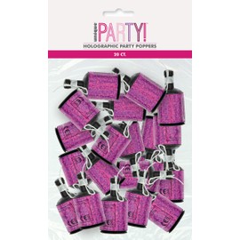 Birthday Pink Glitz Holographic Poppers - Perfect Party Accessory Memorable Celebration - 20ct