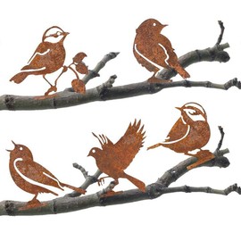 EclipseGuard Pack of 5 Rusty Birds Garden Stakes, Rust Decorative Garden Decoration for Garden, Patina Metal Birds, Rust Stakes, Tree Stakes with Screw, Rust Figures Animals for Tree Trunk Decoration,