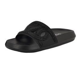 Guess Women's PAYCA Slide Sandal, Black Rhinestone 001, 10