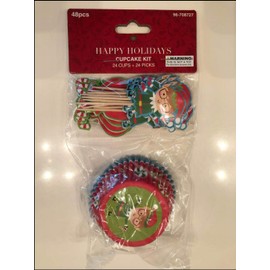 CHRISTMAS HOLIDAY ELVES CUPCAKE TOPPERS AND LINERS PARTY SUPPLIES SET OF 24