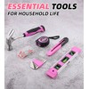 DIFFLIFE Pink Tool Bag, 126-Piece Lady's Home Repairing Tool Set