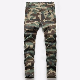 Boy's Skinny Fit Ripped Destroyed Distressed Stretch Fashion Army Camouflage Casual Jeans Pants,Y060,12