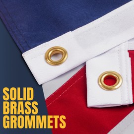 Cotton American Flag 6x10 Ft for Outside, TearProof Heavy Duty Fabric, Embroidered Stars, Sewn Stripes, Brass Grommets US USA Best Indoor Outdoor Flags