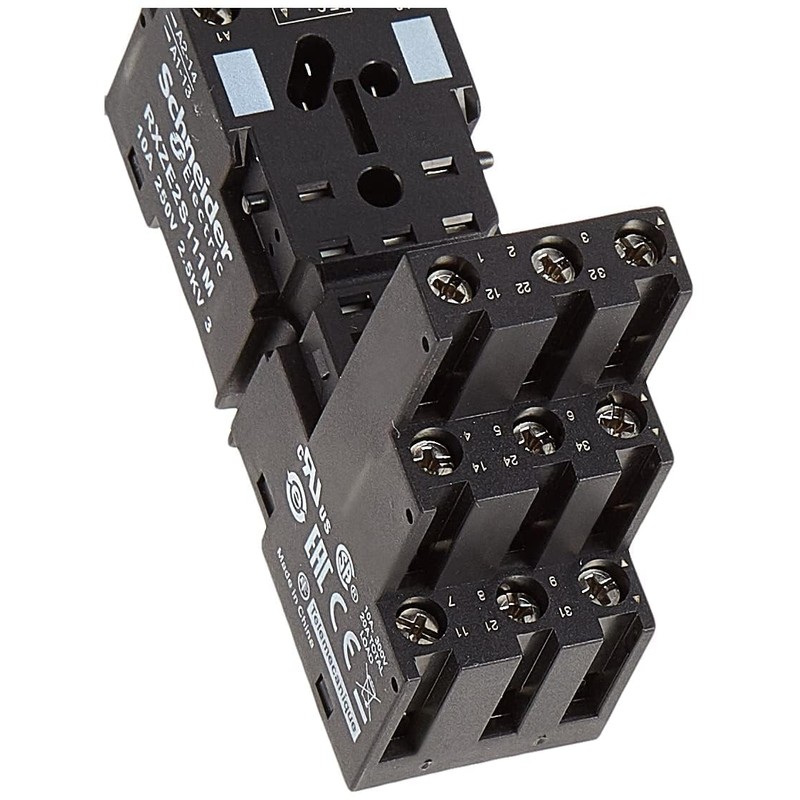 Relay Socket, Standard, Square, 11 Pin, 10A