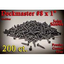 Grabber NEW 200 ct. Deckmaster #8x1" Replacement Joist Wood Screws, Powder Coated Gray.